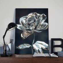 1 Pieza de Arte de Pared con Marco de Madera, Una_Hermosa_Rosa_Plateada_Con_Un_Chrome(Textura_1 Decoración de de Cumpleaños, Día de la Madre, Año Nuevo, Regalo de Pascua para Madre, Decoración de Sala de Estar, Decoración de Pared de Oficina, Baño, Regalo Perfecto y Decoración del Hogar - Multicolor - Ver 9