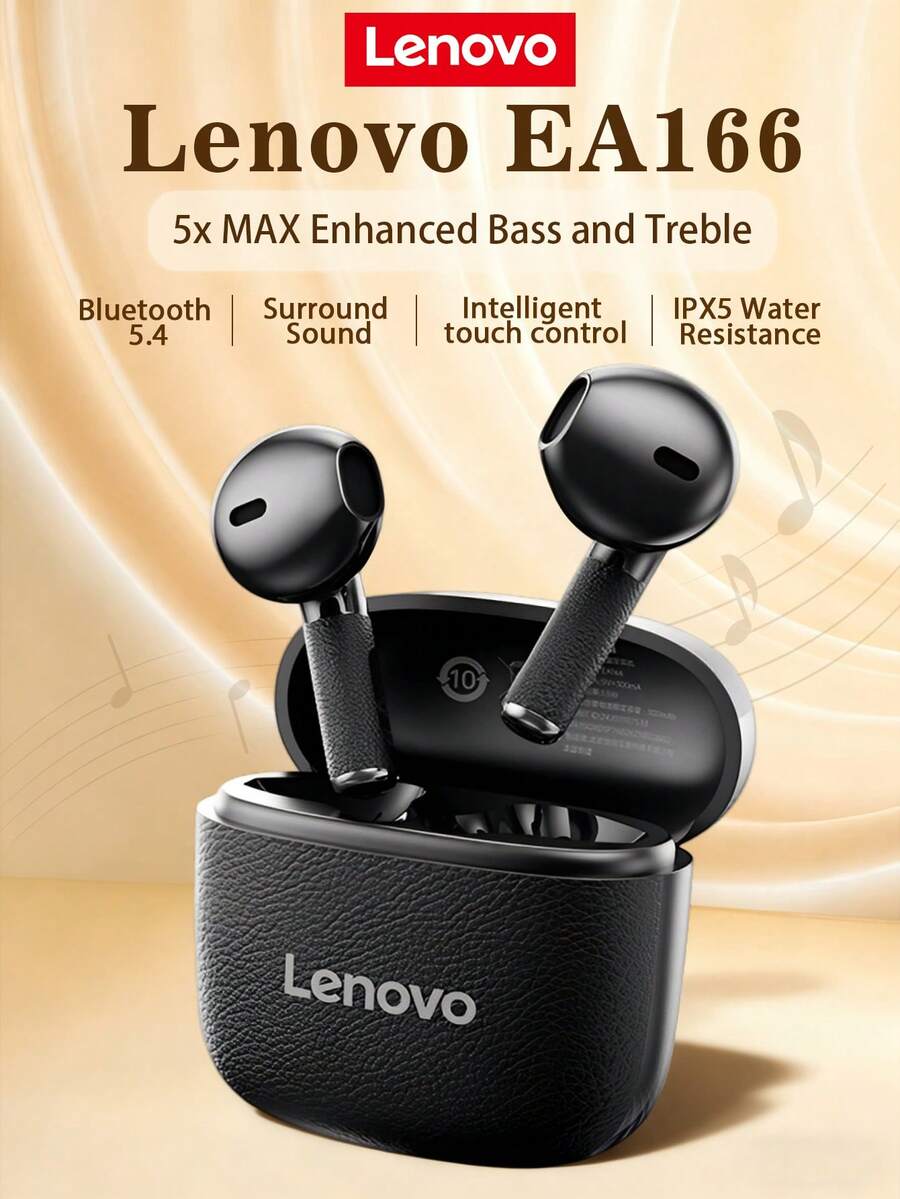 Lenovo 联想 EA166 蓝牙 5.4 耳机：高品质音效、智能超清晰通话降噪、IPX5 防水防汗等级、超低延迟。 - 黑色 - 查看 1