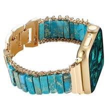 Chakra Bracelet Bands Compatible With Watch Band 38/40/41mm 42/44/45/49mm,Women Natural Stone Handmade Healing Bead  Boho Strap Yoga Jewelry Wristband For  9 8 7 6 5 4 3 2 SE Ultra,38/40/41mm,TurquoiseBlue - 綠松石藍 - 查看 3