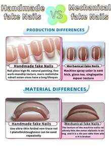 10pcs Handmade Press-On Nails, Acrylic Press-On Nails, Short Nails, False Nails, New Year Nails, Nail Art Set, French Manicure, Cute Nails, Y2K Nails, Almond Shaped Nails, White Nails, Pink Nails, Purple Nails, Gold Nails - White - View 10