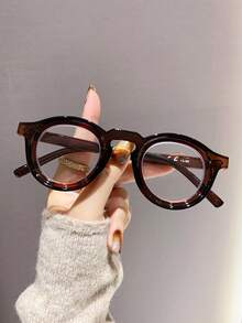 1 pièce de lunettes de lecture rondes pour dames, monture imprimée léopard , verres transparents pour lunettes de lecture pour personnes âgées, décoration élégante de +1,0 à +4,0, convient pour la lecture quotidienne, la couture, les affaires, le bureau et le port quotidien pour les hommes et les femmes. - transparent - Voir 4