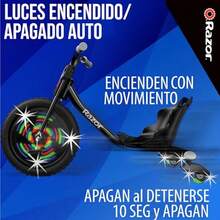 Kids ScootersRazor RipRider 360 Lightshow NegroBB Luces Multicolor Movimiento por Vibración Acción Giratoria de 360 Grados Ruedas Uretano-Iluminadas Delantera y Traseras Marco/Horquilla Acero 5+ 73 kg - negro - Ver 4