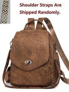 Anti-Theft Vintage PU Leather Backpack, Multifunctional Fashion Daily Bag, Multi-Pocket Lightweight Travel Bag, Large Capacity Minimalist Backpack, Convenient Backpack, Suitable For Students, Nurses, Teachers, Business People, Travel, Commuting, Shopping, Office, Dating, Hiking, Training, Work, Birthday Gift, Holiday Gift - Multicolor - View 12