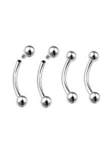 1件钛金属眉钉穿刺香蕉形唇环弯曲杠铃耳骨肚脐耳钉饰品 - 銀色 - 查看 6
