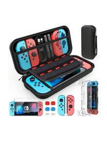 9-In-1 Accessories Set, Including Carrying Case, Rechargeable Dock Protective Case, HD Screen Protector, And 6 Joystick Caps
