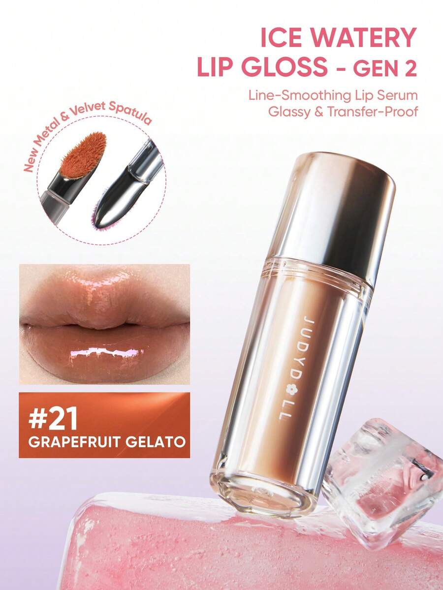 JUDYDOLL Ice Watery Lip Gloss-Gen 2 Shiny Mirror Lip Gloss, Moisturizing & Nourishing Essence, Long-Lasting - 21 Kem Bưởi - Xem 1