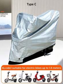 1pc Thick Oxford Cloth Motorcycle/Bicycle Cover, Waterproof, Dustproof, Windproof, UV-Resistant, Fits 1-3 Bikes/Motorcycles, With Key Hole, Storage Bag, Reflective Strap, Elastic Bands For Night Use