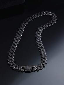 1pc Cool Cuban Chain Necklace, Hip Hop Style Choker,Bracelet, Rapper's Black Jewelry ,Men's Gift,Nice Present For Father/Son/Boyfriendracelet, Men's Gift For Christmas, Valentine's Day, New Year Gift - A - View 7