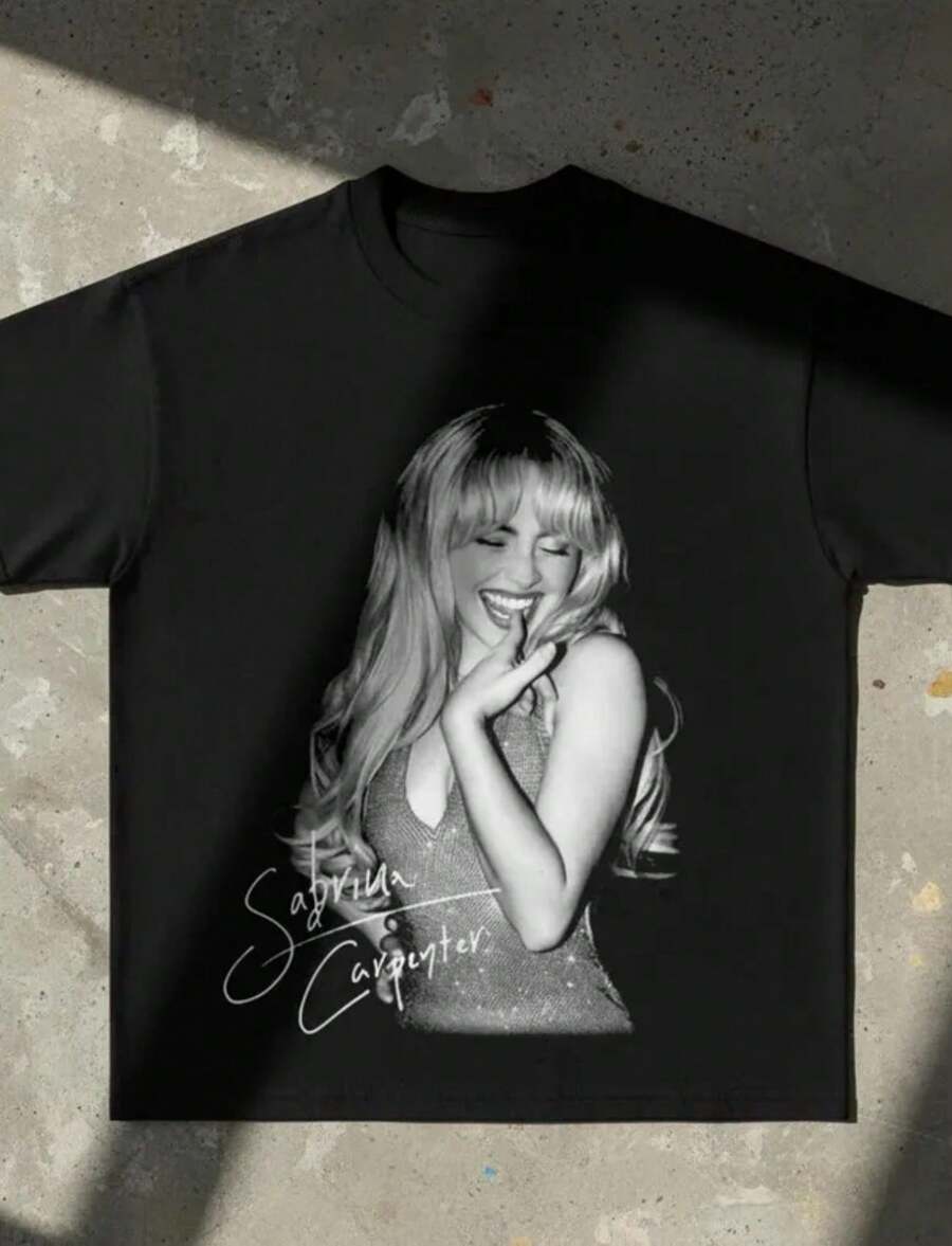 Carpenter Vintage T-Shirt, Hip-Hop Music Shirt, Short N' Sweet Tour Tee, Rapper Shirt, Sabrina Merch, Streetwear, Gift For Him & Her - 黑色 - 查看 1