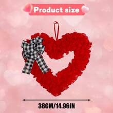 Valentine's Day Decorative Hanging Wreath, Heart-Shaped Wreath For Front Door, Outdoor Wedding Decor - Multicolor - View 3