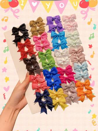 40 st färgglada hårspännen med rosett, söta håraccessoarer för flickor, hårspännen för skolstart, födelsedagspresent