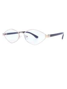 1pc Women's Oval Metal Frame Retro Fashion Glasses, Fashionable And - 8068-透明片 - 查看 4