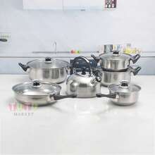 12 Piezas Juego De Ollas Y Sartenes De Acero Inoxidable De , Juego De Utensilios De Cocina Con Mangos Resistentes Al FríO, Ollas Y Sartenes Adecuadas Para Todas Las Estufas, Gas, EléCtricas E InduccióN, Aptas Para Lavavajillas - Plateado - Ver 11