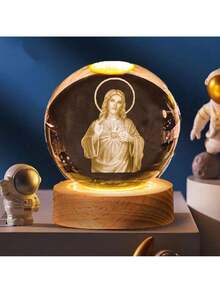 EstiloBola de Cristal 3D de Saturno, Luna Glass Ball, Luz Nocturna de Bola de Cristal, Bola de vidrio de Saturno, Esfera de Vidrio con Base de Madera, Cumpleaños, Navidad, Astronomía, Regalos EspacialesVersión mejorada - Jesús - Ver 2