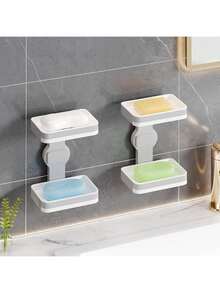 EstiloLuxear Jaboneras De Doble Capa Con Ventosa De VacíO, Jaboneras Para BañO Con Dos Modos, ExtraíBle Y Reutilizable, Drenable, Jabonera De Fuerte Ventosa Impermeable Para Cocina, Lavabo, BalcóN, 1 UnidadVersióN Mejorada - 1 - Ver 1