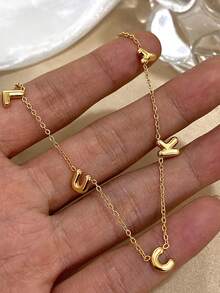 Simple Letter Pendant Necklace - Polished Letter Sparkle, Cute Daily Casual Jewelry For Stylish Looks,Valentine's Day Gift,Men's Necklaces - Multicolor - View 5