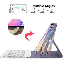 TenYide Book Style Tablet Protective Case, Mini Bluetooth Keyboard + Tablet Protective Case, Multi-Angle Stand Design, Shockproof/Anti-Dust/Anti-Fingerprint - Multicolor - View 5