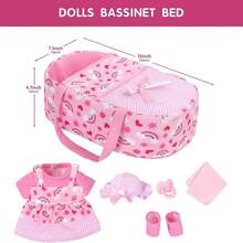 Bộ búp bê dễ thương cao khoảng 30cm (Búp bê + Trang phục + Băng đô + Núm vú giả + Nôi + Yếm + Vớ), Thích hợp làm quà tặng sinh nhật cho bé trai và bé gái, đồ chơi hóa trang. - Nhiều màu - Xem 6