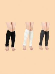 3 Pairs Women's Warm Leggings, 80s Ribbed Knit Long Socks, Suitable For Party And Sports - Multicolor - View 11