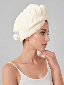 1 chiếc khăn lau tóc bằng vải lông san hô siêu thấm hút, màu trơn đơn giản, phù hợp cho cả tóc dài và tóc ngắn, dùng trong nhà tắm và trang trí phòng tắm. - Nhiều màu - Xem 13