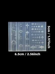 1pc Nail Art Mold With Cross, Sun, Star, Moon, Liquid Silver, Mysterious Tarot, 3D Nail Jewelry Transparent Silicone Mold - Clear - View 2