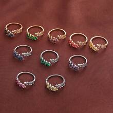 1pc Fashionable Butterfly Opening Ring With Synthetic Zirconia Stone - Multicolor - View 12