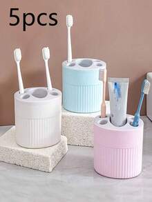 Toothbrush & Toothpaste Holder With Slots, Detachable Makeup Brush Rack, Bathroom Accessories, Bathroom Storage & Organization, Home Bathroom Decor, Autumn Decor, Back To School Decor - 彩色 - 查看 16