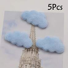 20片1.65*0.91英寸双面蓬松云朵贴纸，适用于DIY发夹、蝴蝶结、衣服、帽子和鞋子 - 白色/蓝色梦幻主题缝纫贴片，工艺发夹 - 彩色 - 查看 15
