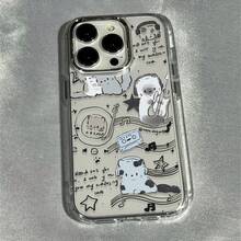 Funda de teléfono con patrón de gato adecuada para iPhone 17 aire/16e/15/14/13/12/11, Profesional Promax Más Compatible con Samsung A02/A02S/A03/A03CORE/A03S/A04/A04S/A05/A05S/A06/A07/A11/A12/A14/A16/A20/A20S/A21S/A22/A23/A24/A25/A32/A33/A34/A35/A36/A56/A50/A30S/A50S/A51/A52/A52S/A53/A54/A55/A70/A71/A72/A73/A15/F15/M15/M34/M36/F36/NOTE10/NOTE10PLUS/NOTE10PRO/NOTE20ULTRA/S20/S20FE S20PLUS/S20ULTRA/S21/S21FE/S21PLUS/S21ULTRA/S22/S22PLUS/S22ULTRA/S23/S23FE/S23PLUS/S23ULTRA/S24/S24FE/S24PLUS/S24ULTRA/S25EDGE/S25FE/S25ULTRA, funda de teléfono transparente con marco de lente electrochapado, funda suave de TPU, adecuada para hombres y mujeres, a prueba de golpes - transparente - Ver 1