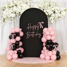 62个/108个/141个粉色和黑色气球、丝带、蝴蝶结装饰套装，适用于生日派对、婚礼派对、情人节派对、周年纪念派对