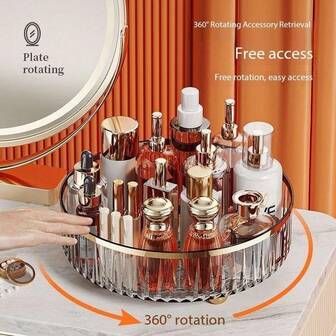 1pc 360 Degree Rotating Storage Box, Refrigerator Container, Spice, Condiment Jar, Kitchen Storage Box, Vanity Bathroom Jewelry Box, Made Of PET Plastic, Unbreakable Box, Christmas Gift, New Year Gift