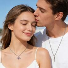 1pc Personalized Cupid's Arrow Pink Diamond Love Necklace, Customized Carved Name Heart Shaped Arrow Pendant, Luxurious Love Jewelry, Minimalist Retro Cute Style, Unique Personalized Gifts For Girlfriends, Moms, Daughters, And Family, Anniversary Birthday, Valentine's Day, Mother's Day Wedding Daily Wear - White Gold - View 6