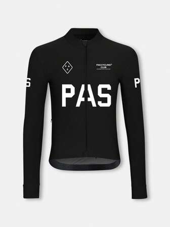 PAS CYCLING Koszulka kolarska unisex (Slim Fit), oddychająca i szybkoschnąca, ze stójką i długim rękawem, odpowiednia do jazdy na rowerze górskim i szosowym, z ochroną UV, 3 kieszenie i 1 kieszeń na zamek błyskawiczny
