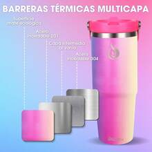 30OZ Termo al Vacío de Acero aislada con Pajita, Vaso de acero inoxidable,Botella de agua aislada al aspiradora para el hogar, la oficina o el coche, inoxidable con popote abatible