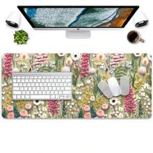 Alfombrilla de computadora bordada de flores silvestres con patrón 3D bordes cosidos antideslizante base de goma impermeable alfombrilla para oficina computadora teclado portátil y escritorio - Bordado de flores - Ver 6