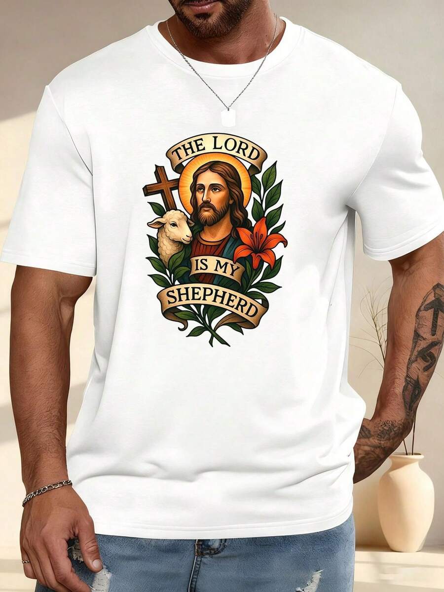 A men's T-shirt with a round neck casual fit and short T-shirt, elegant and casual style, suitable for daily outings, school, and summer essentials - Blanco - Ver 1