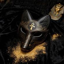 3D Soft Leather Printed Mask For Halloween, Music Festival, Masquerade Ball - Sun God, Egyptian Scepter, Fox Mask