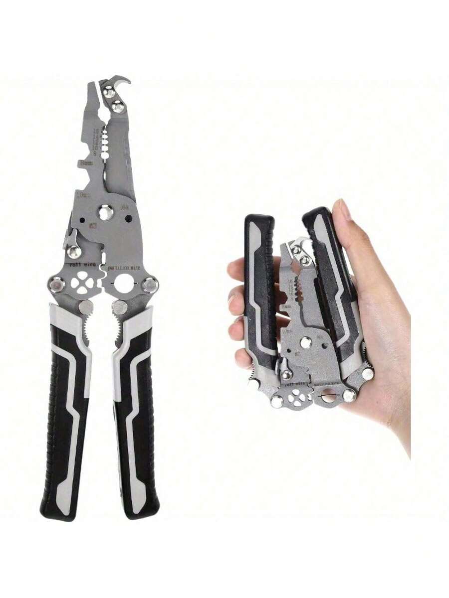 1 Pcs 18 In 1 Wire Stripper Foldable Wire Stripper Crimping Tool Cable Cutter Electrician Clamp 2025 New Multifunctional Portable Electrician Tool For Cutting And Pulling Wires Cable Cutter Gray - Wire Strippers - 1 Piece - View 1