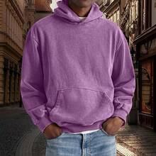 Mens Hoodies Oversized Unisex Acid Wash Hoodie Heavyweight Fleece Vintage Cotton Sweatshirt Men Women Streetwear - B-Purple - 查看 5