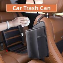 1pc Leather Car Storage Bag With Adhesive Phone Holder