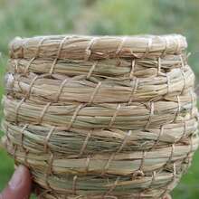 Handwoven Straw Bird Nest - Provides Warm And Cozy Shelter For Parrots, Pigeons And Other Birds - Light Grey - View 5
