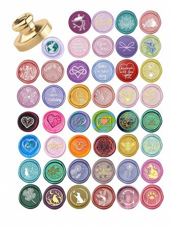 Vaxsigill Header Öppna mig, gör med kärlek, ha en trevlig dag Hälsningar Mässingssigill Header för att dekorera kuvert Inbjudningar Presenter Födelsedagsfest Vykort Gratulationskort Presenter