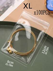 100个/5个装透明可重复密封PVC首饰袋，首饰收纳袋，首饰展示袋，防止氧化和变暗，适用于耳环、项链、首饰、小礼物、配饰、派对礼品袋，透明大号/透明加大号 - 無色 - 查看 12