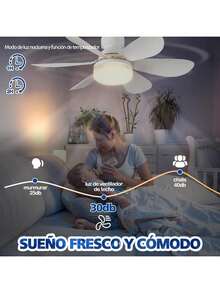 EstiloVentilador De Techo Con Luz Y Control Remoto, Luz Regulable 3000K-6500K 3 Velocidades 40W, Base E26/E27, Ideal Para Sala, RecáMara O DormitorioVersióN Mejorada - 1 - Ver 6