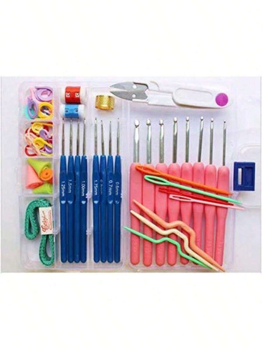 EstiloTendenciaGanchos Para Crochet, 52 Piezas De 16 Ganchos De Ganchillo, Agujas, Puntadas Tejido De Ganchillo Conjunto De Ganchillo En Estuche De PláStico RosadoCalidad PremiumVersióN Mejorada - Morado - Ver 1