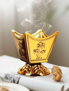 1件/1套 多边形方角金属香炉，轻奢华风格金色香座。适用于水疗、瑜伽和冥想、家居装饰、独特礼品创意、香薰支架、房间装饰，阿拉伯风格夹子设计炭夹 - 彩色 - 查看 12