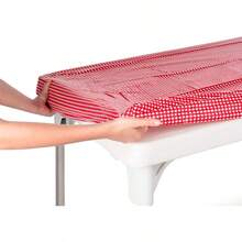 Fitted Tablecloth Vinyl Red and White Checkered 34 x 34 in Christmas Square Card Table Cloth Elastic Corner for Folding Table Cover Picnic Birthday Camping Garden Banquet Outdoor Indoor - Cuadrorojoyblanco - Ver 1