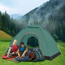 Tiendas de CampañaCasa de Campaña 2-3 Personas con 2 Puertas Impermeable y Prueba Viento Casa de Acampar Familiar Automática Pop-up con Bolsa de Transporte para Exteriores Picnic Viajes - Verde - Ver 6