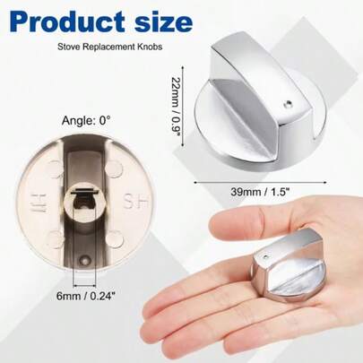 6mm Universal Stainless Steel Gas Stove Knob, Liquefied Gas Stove Knob