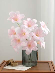 3 Stems Artificial Pink 3-Head Lily Flowers, Suitable For Wedding Decor, Home Decor, Outdoor Floral Arrangement, Living Room, Dining Table, Photography Props, Garden Decor - Pink - View 3